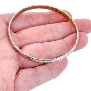 Vintage Sterling Silver Textured Bangle Bracelet 8"